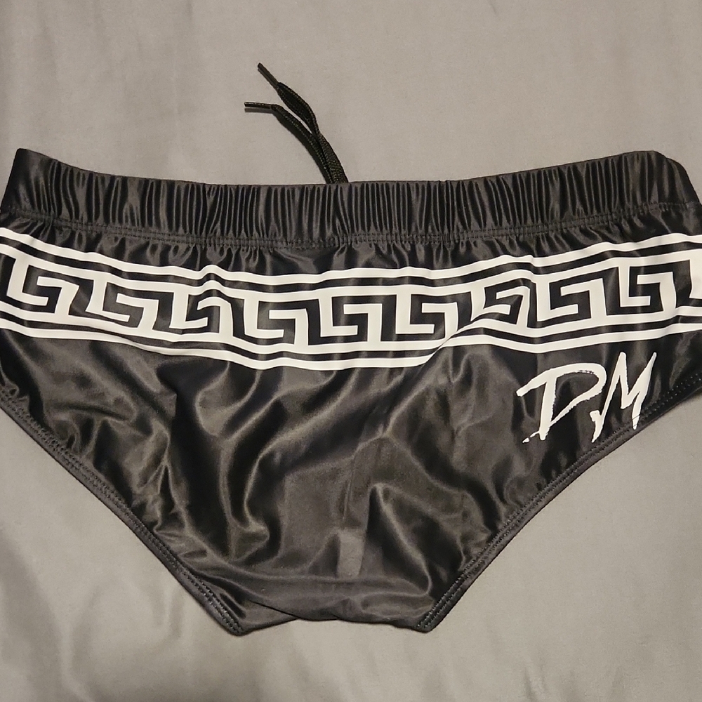 Black and White Geometric Swim Briefs - Picture 3 of 4